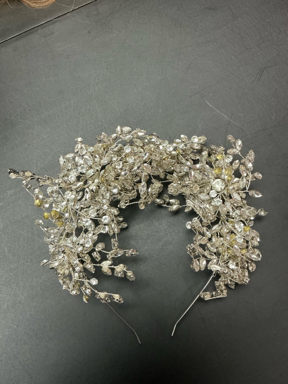 Crystal Floral Bridal Headband in Silver